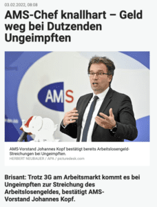Read more about the article AMS streicht Ungeimpften die Arbeitslose